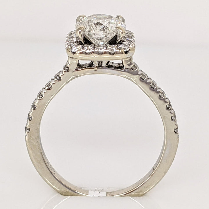14K WHITE 1.33 CARAT TOTAL WEIGHT I1 G DIAMOND ROUND ESTATE HALO RING 3.2 GRAMS