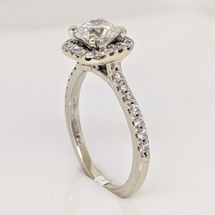 14K WHITE 1.33 CARAT TOTAL WEIGHT I1 G DIAMOND ROUND ESTATE HALO RING 3.2 GRAMS