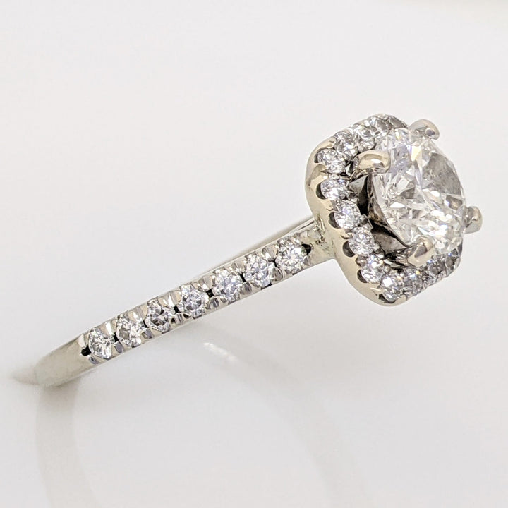14K WHITE 1.33 CARAT TOTAL WEIGHT I1 G DIAMOND ROUND ESTATE HALO RING 3.2 GRAMS