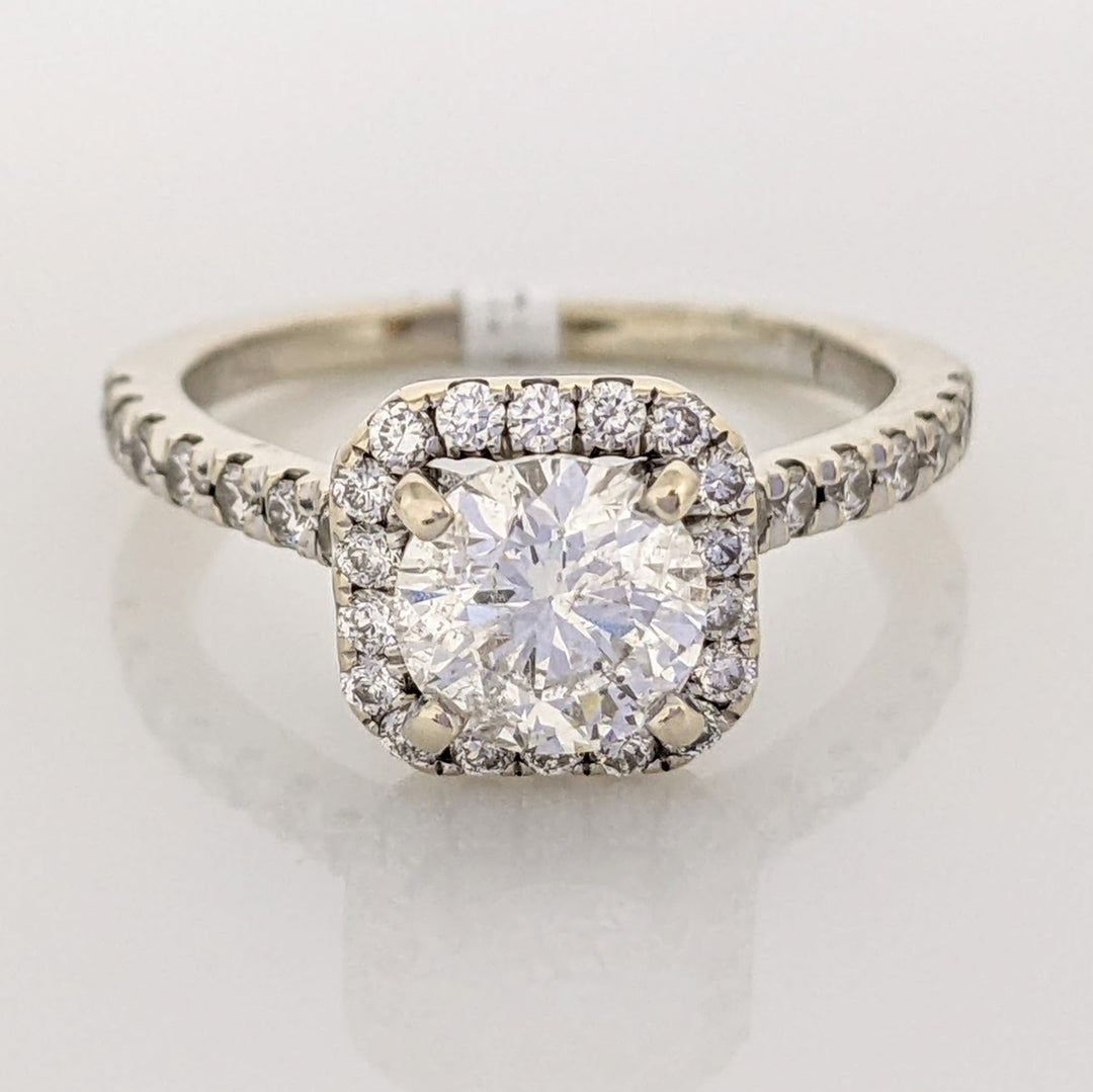 14K WHITE 1.33 CARAT TOTAL WEIGHT I1 G DIAMOND ROUND ESTATE HALO RING 3.2 GRAMS