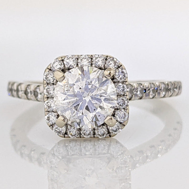 14K WHITE 1.33 CARAT TOTAL WEIGHT I1 G DIAMOND ROUND ESTATE HALO RING 3.2 GRAMS
