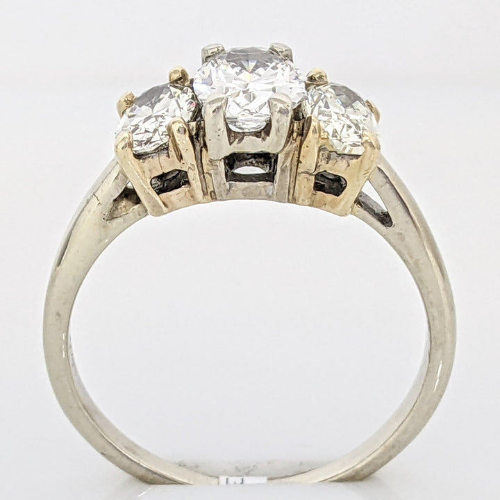 14K WHITE 1.67 CARAT TOTAL WEIGHT VS-SI2 G-P DIAMOND OVAL (3) ESTATE TRINITY RING 3.3 GRAMS