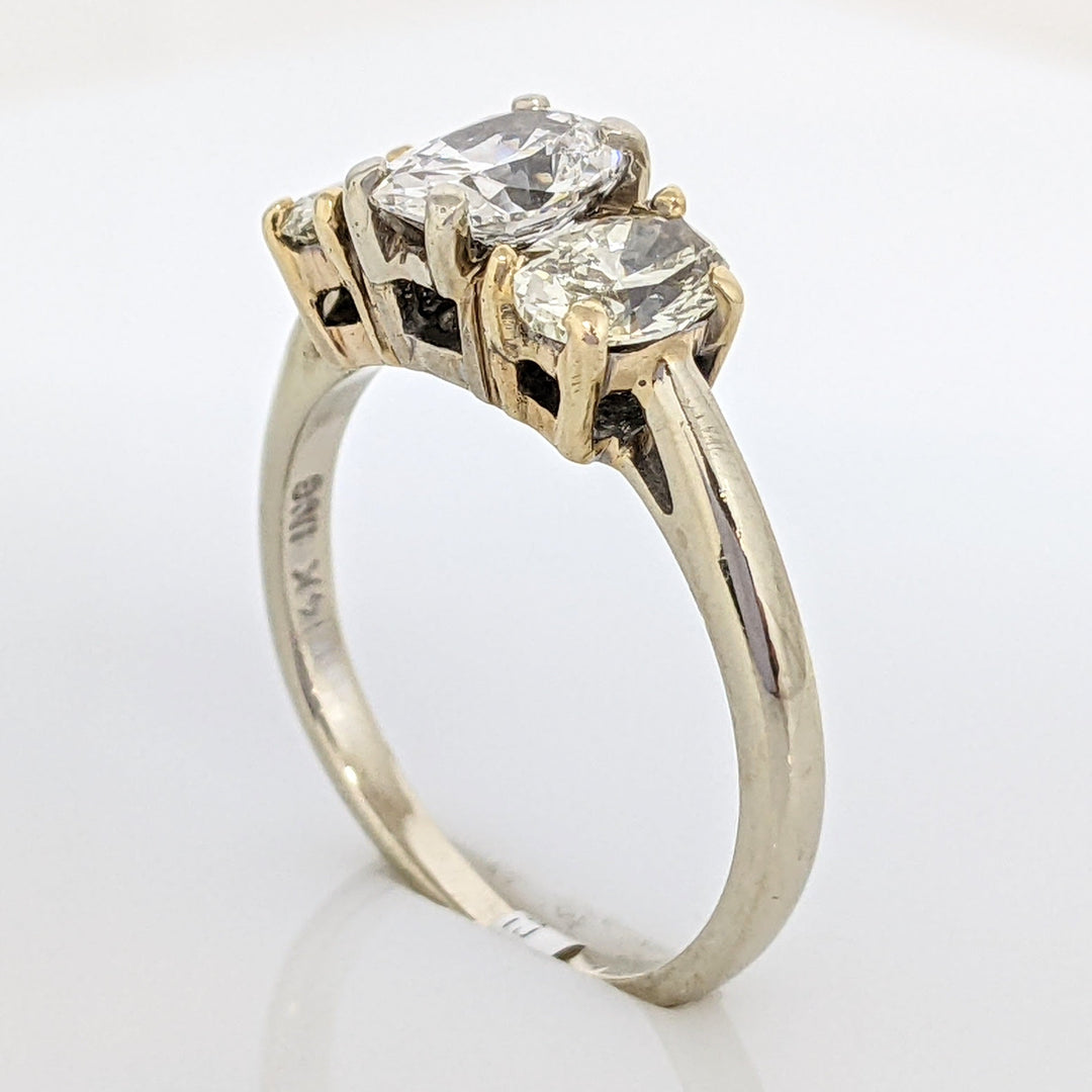 14K WHITE 1.67 CARAT TOTAL WEIGHT VS-SI2 G-P DIAMOND OVAL (3) ESTATE TRINITY RING 3.3 GRAMS