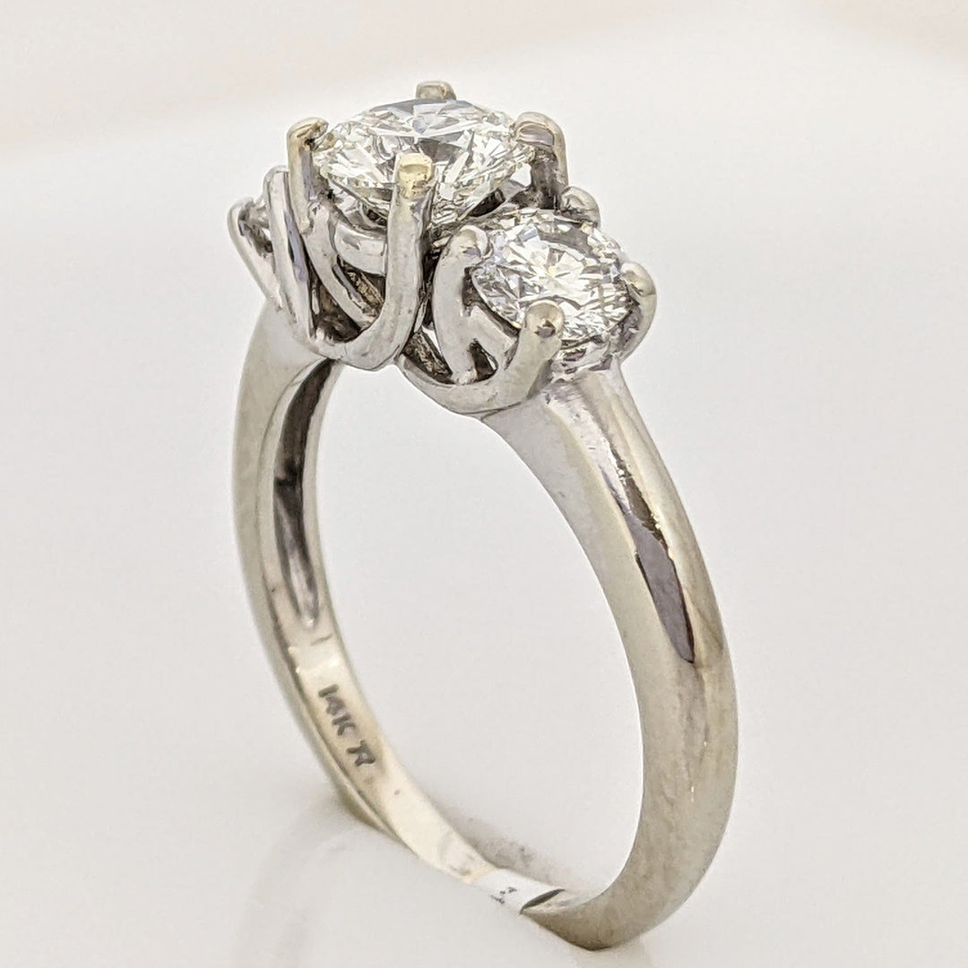 14K WHITE 1.39 CARAT TOTAL WEIGHT SI2 J DIAMOND ROUND TRINITY ESTATE RING 3.2 GRAMS