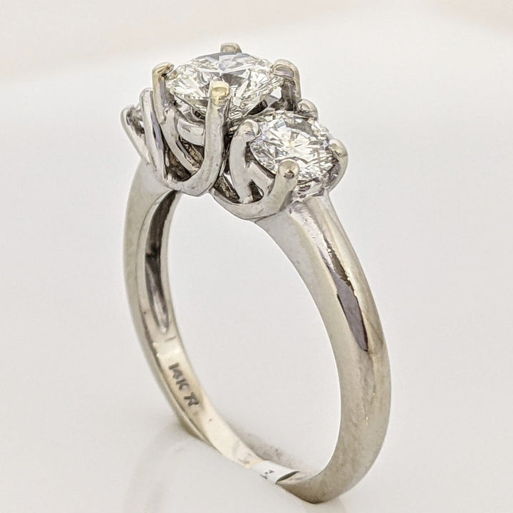 14K WHITE 1.39 CARAT TOTAL WEIGHT SI2 J DIAMOND ROUND TRINITY ESTATE RING 3.2 GRAMS