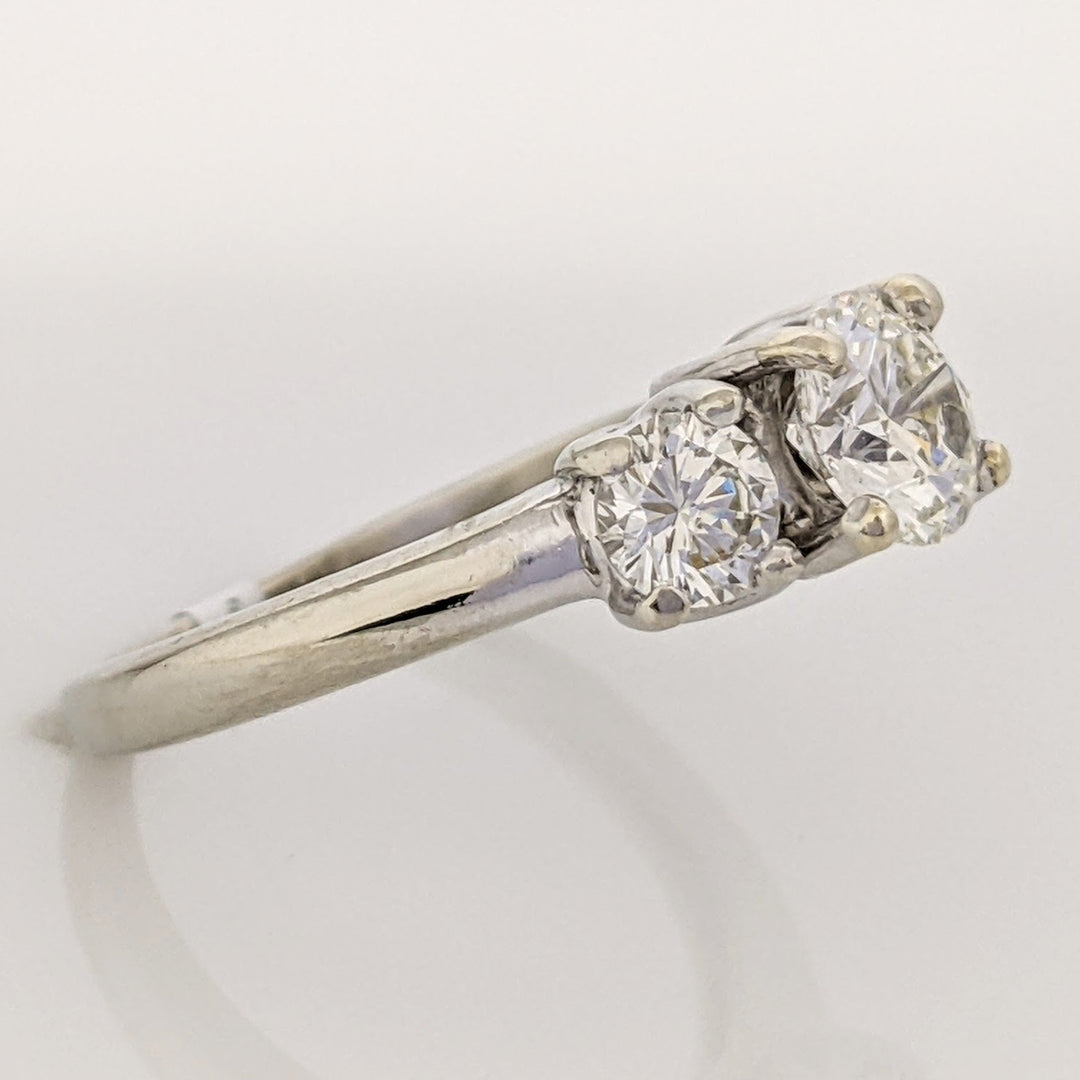 14K WHITE 1.39 CARAT TOTAL WEIGHT SI2 J DIAMOND ROUND TRINITY ESTATE RING 3.2 GRAMS