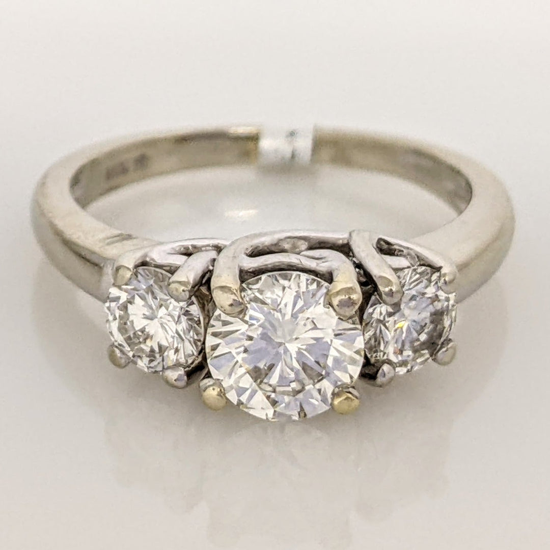 14K WHITE 1.39 CARAT TOTAL WEIGHT SI2 J DIAMOND ROUND TRINITY ESTATE RING 3.2 GRAMS