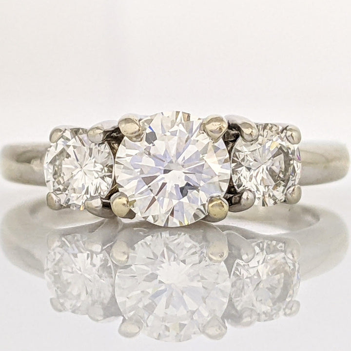 14K WHITE 1.39 CARAT TOTAL WEIGHT SI2 J DIAMOND ROUND TRINITY ESTATE RING 3.2 GRAMS