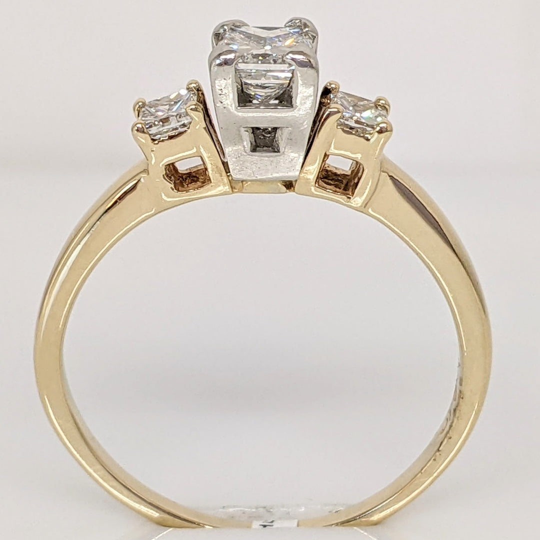 14K .95 CARAT TOTAL WEIGHT VS2-I1 G-I DIAMOND PRINCESS CUT ESTATE TRINITY RING 3.7 GRAMS
