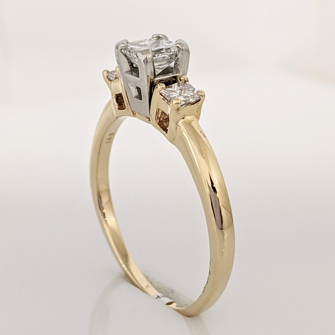 14K .95 CARAT TOTAL WEIGHT VS2-I1 G-I DIAMOND PRINCESS CUT ESTATE TRINITY RING 3.7 GRAMS