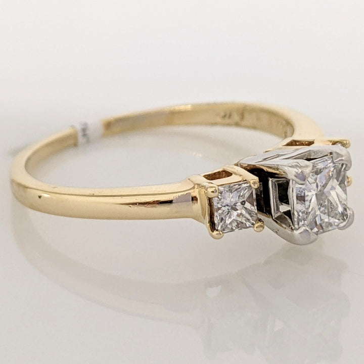 14K .95 CARAT TOTAL WEIGHT VS2-I1 G-I DIAMOND PRINCESS CUT ESTATE TRINITY RING 3.7 GRAMS