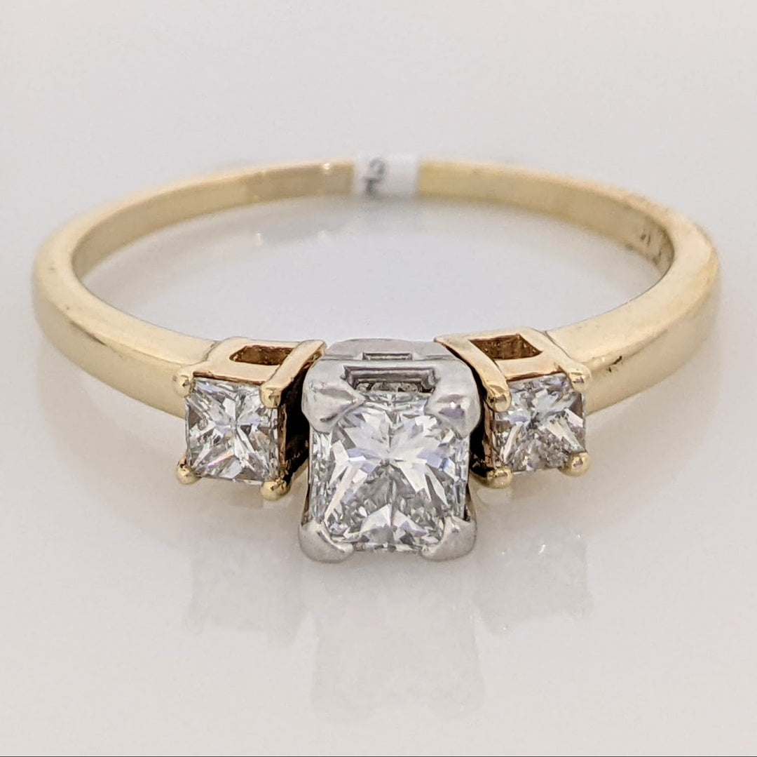14K .95 CARAT TOTAL WEIGHT VS2-I1 G-I DIAMOND PRINCESS CUT ESTATE TRINITY RING 3.7 GRAMS