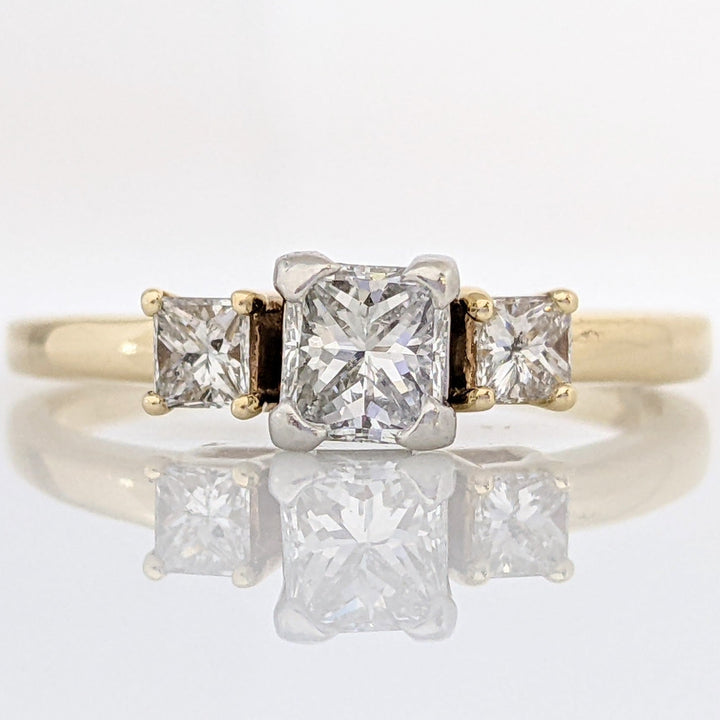 14K .95 CARAT TOTAL WEIGHT VS2-I1 G-I DIAMOND PRINCESS CUT ESTATE TRINITY RING 3.7 GRAMS