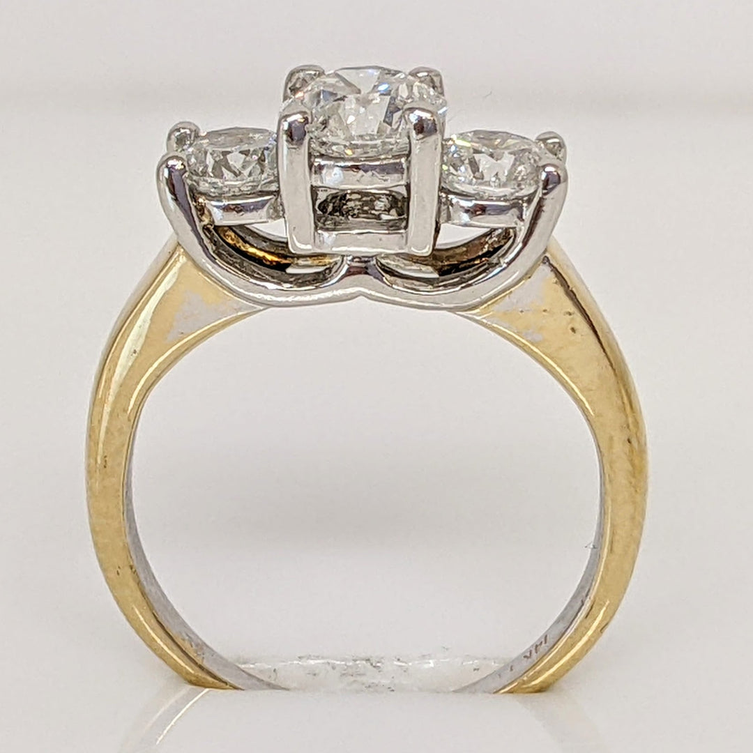14K 1.00 CARAT TOTAL WEIGHT SI3-I1 H DIAMOND ROUND TRINITY ESTATE RING 3.2 GRAMS
