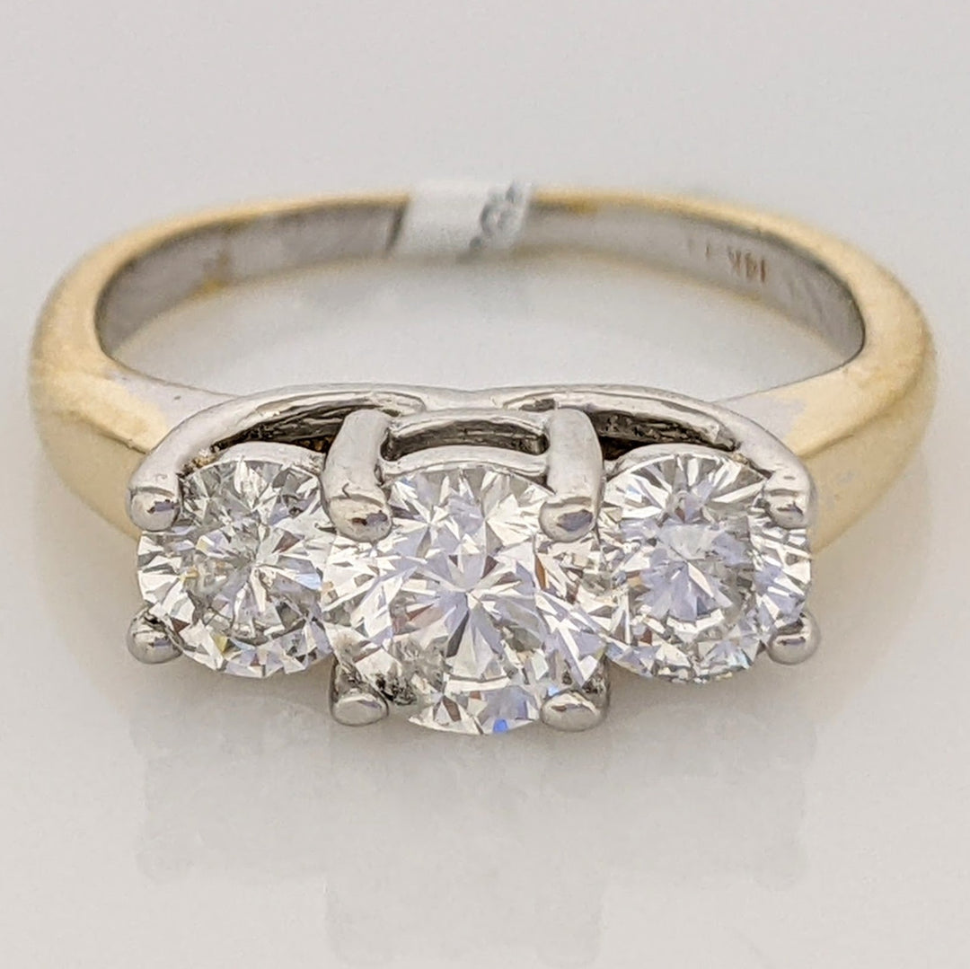 14K 1.00 CARAT TOTAL WEIGHT SI3-I1 H DIAMOND ROUND TRINITY ESTATE RING 3.2 GRAMS