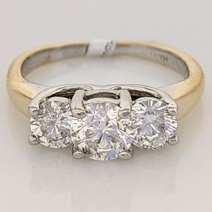 14K 1.00 CARAT TOTAL WEIGHT SI3-I1 H DIAMOND ROUND TRINITY ESTATE RING 3.2 GRAMS