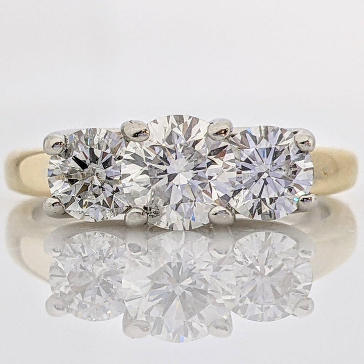 14K 1.00 CARAT TOTAL WEIGHT SI3-I1 H DIAMOND ROUND TRINITY ESTATE RING 3.2 GRAMS