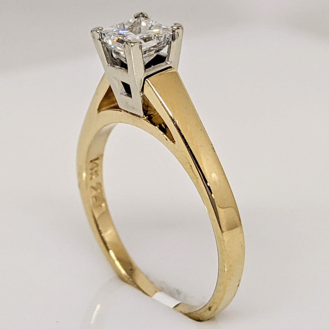 14K .63 CARAT TOTAL I1 E DIAMOND PRINCESS CUT SOLITAIRE ESTATE RING 2.9 GRAMS