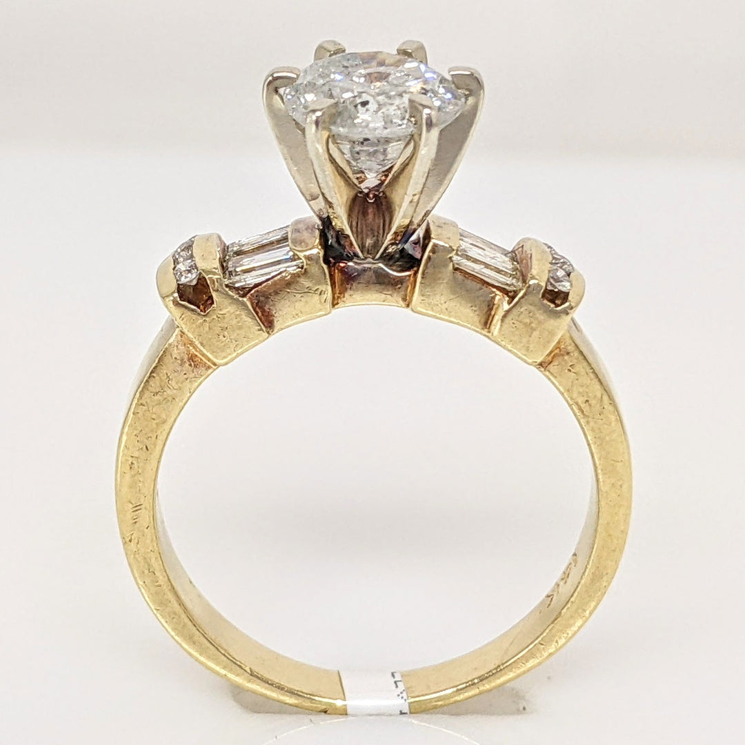 14K 1.19 CARAT TOTAL WEIGHT I3 H DIAMOND ROUND (7) BAGUETTE (4) ESTATE RING 3.9 GRAMS