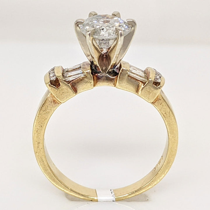 14K 1.19 CARAT TOTAL WEIGHT I3 H DIAMOND ROUND (7) BAGUETTE (4) ESTATE RING 3.9 GRAMS