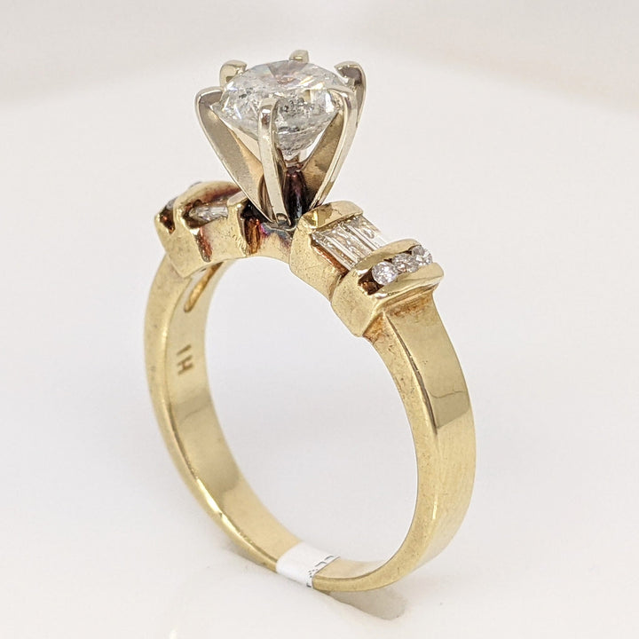 14K 1.19 CARAT TOTAL WEIGHT I3 H DIAMOND ROUND (7) BAGUETTE (4) ESTATE RING 3.9 GRAMS