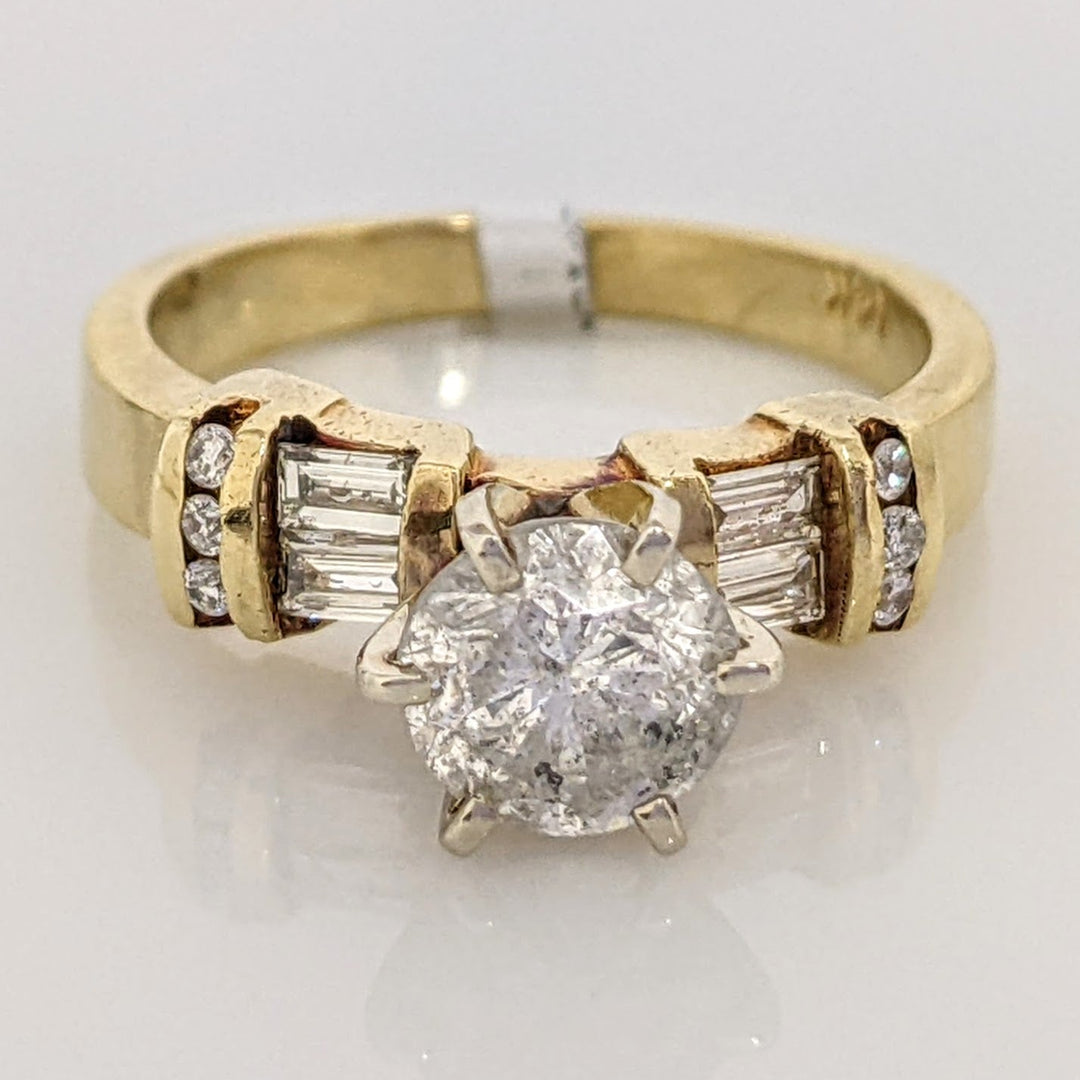 14K 1.19 CARAT TOTAL WEIGHT I3 H DIAMOND ROUND (7) BAGUETTE (4) ESTATE RING 3.9 GRAMS