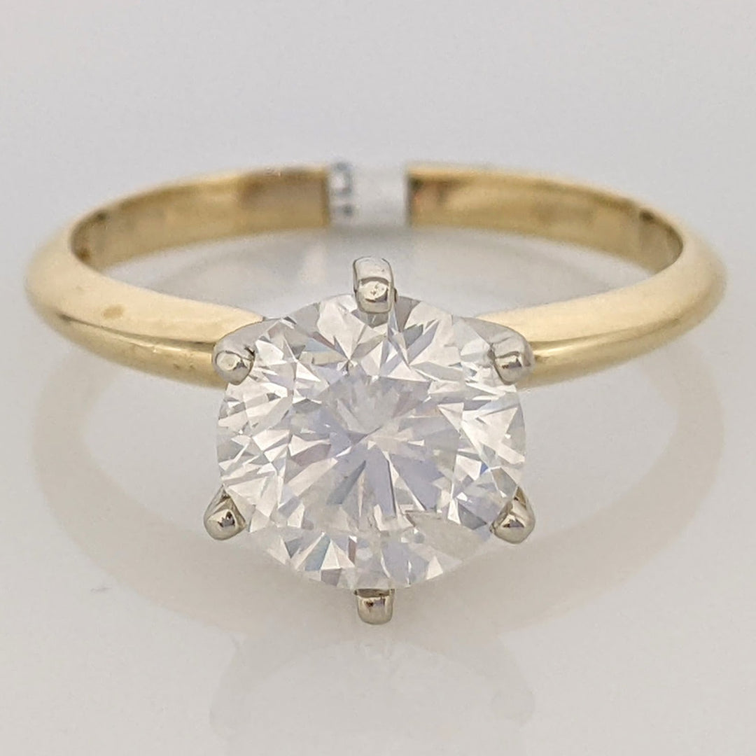 14K 1.68 CARAT TOTAL I1 E DIAMOND ROUND 6-PRONG SOLITARE ESTATE RING