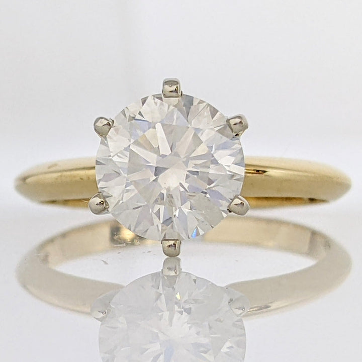14K 1.68 CARAT TOTAL I1 E DIAMOND ROUND 6-PRONG SOLITARE ESTATE RING