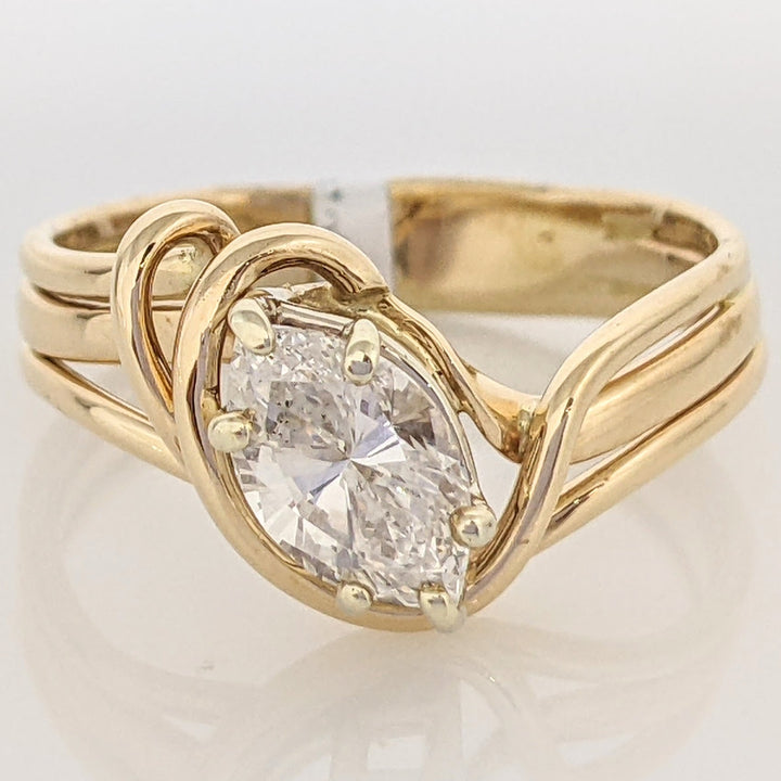 14k 1.01 CARAT TOTAL SI1 G DIAMOND MARQUISE BYPASS SWIRL ESTATE RING 4.0 GRAMS