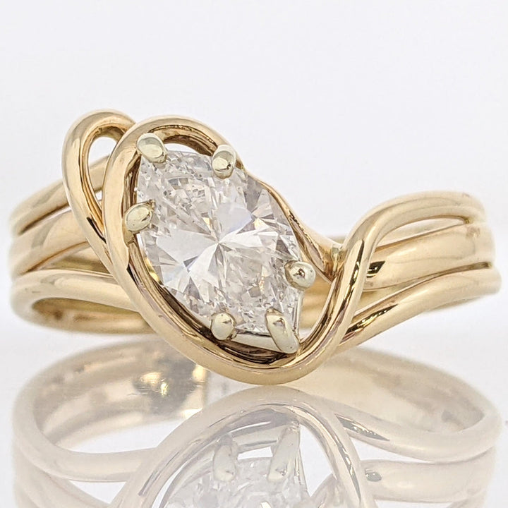 14k 1.01 CARAT TOTAL SI1 G DIAMOND MARQUISE BYPASS SWIRL ESTATE RING 4.0 GRAMS