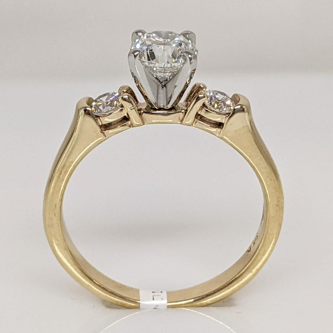 14K .90 CARAT TOTAL WEIGHT I H DIAMOND ROUND (3) TRINITY ESTATE RING 3.8 GRAMS