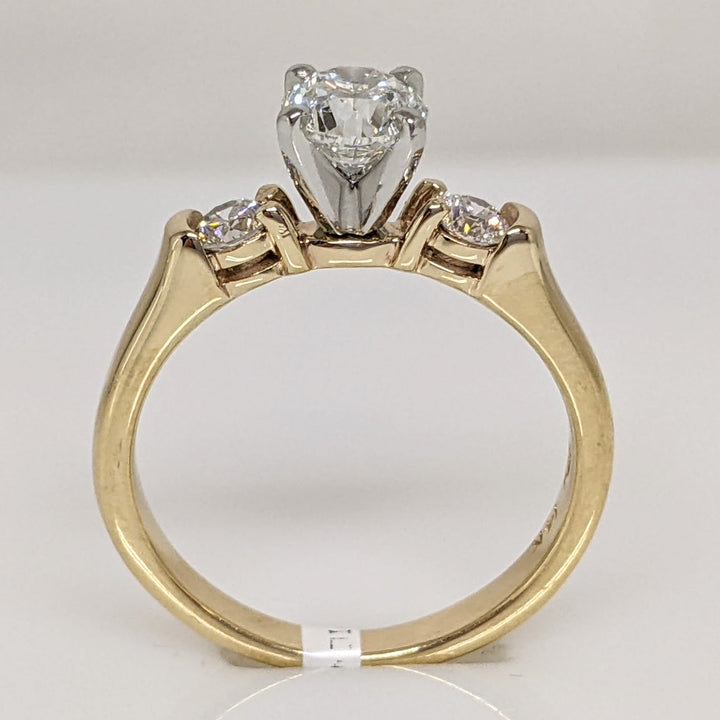 14K .90 CARAT TOTAL WEIGHT I H DIAMOND ROUND (3) TRINITY ESTATE RING 3.8 GRAMS