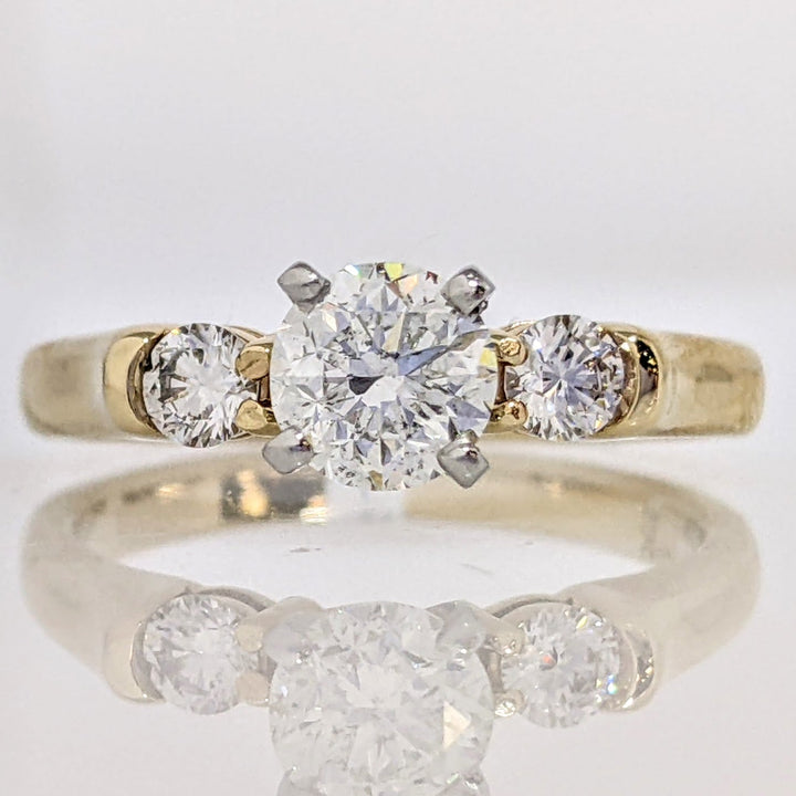 14K .90 CARAT TOTAL WEIGHT I H DIAMOND ROUND (3) TRINITY ESTATE RING 3.8 GRAMS