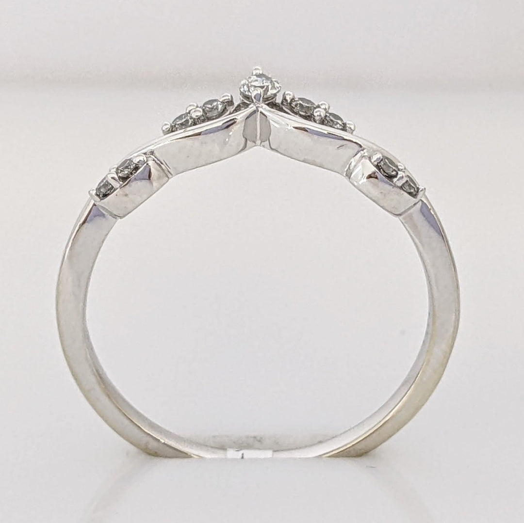 14K WHITE .09 CARAT TOTAL WEIGHT SI2 I DIAMOND ROUND (9) ESTATE CURVED BAND 1.9 GRAMS