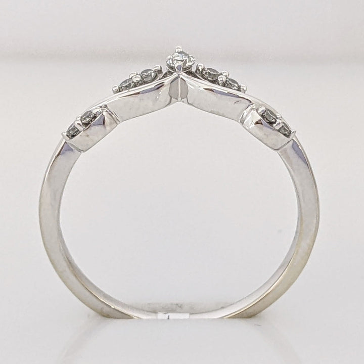14K WHITE .09 CARAT TOTAL WEIGHT SI2 I DIAMOND ROUND (9) ESTATE CURVED BAND 1.9 GRAMS