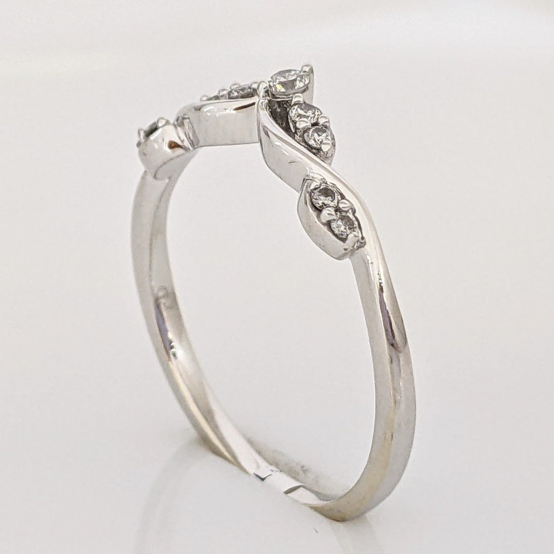 14K WHITE .09 CARAT TOTAL WEIGHT SI2 I DIAMOND ROUND (9) ESTATE CURVED BAND 1.9 GRAMS