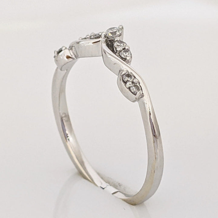14K WHITE .09 CARAT TOTAL WEIGHT SI2 I DIAMOND ROUND (9) ESTATE CURVED BAND 1.9 GRAMS