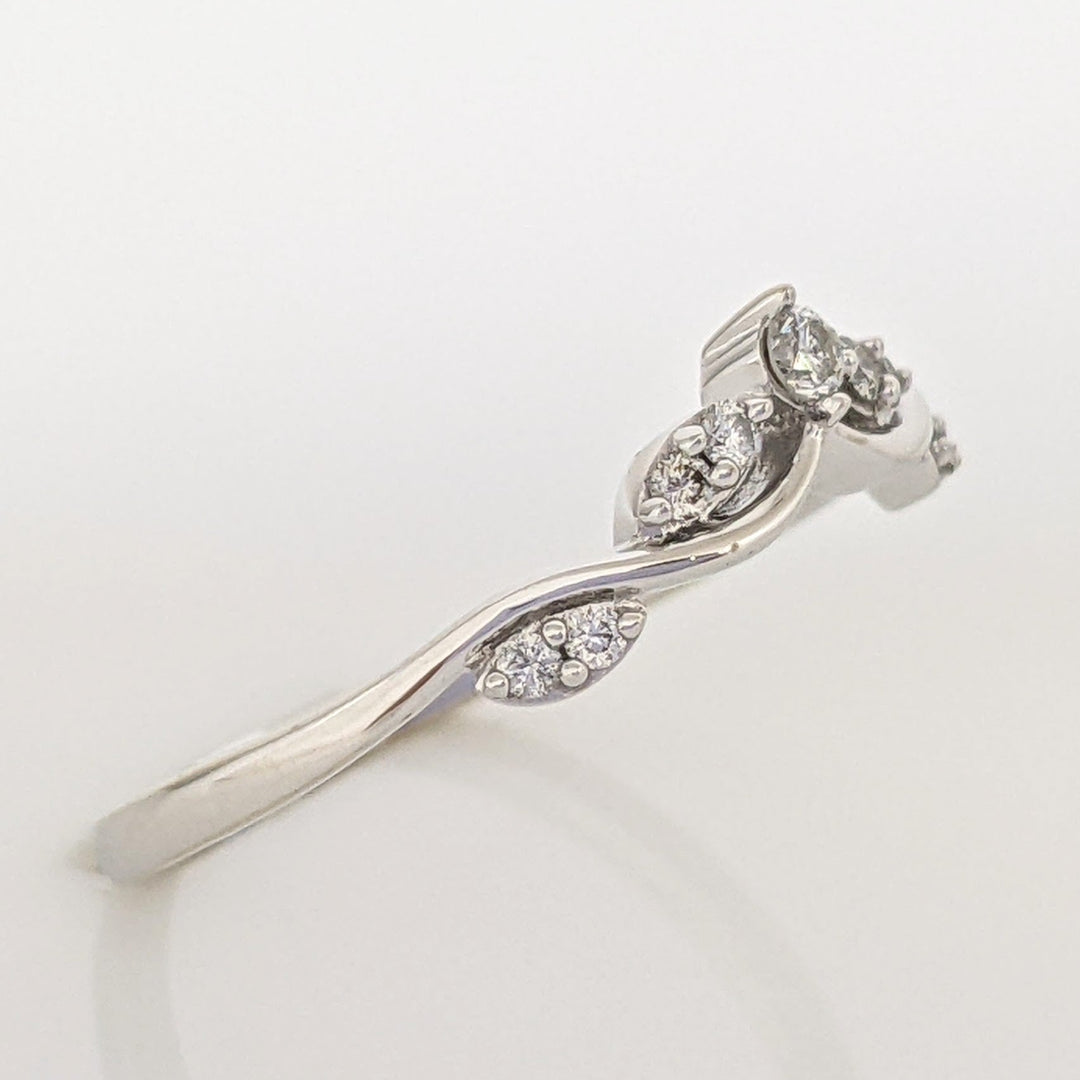 14K WHITE .09 CARAT TOTAL WEIGHT SI2 I DIAMOND ROUND (9) ESTATE CURVED BAND 1.9 GRAMS