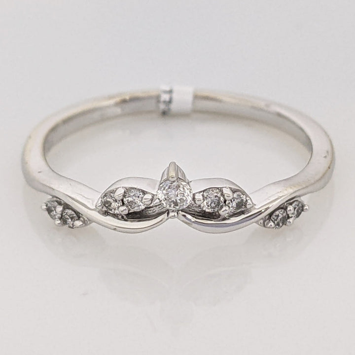 14K WHITE .09 CARAT TOTAL WEIGHT SI2 I DIAMOND ROUND (9) ESTATE CURVED BAND 1.9 GRAMS