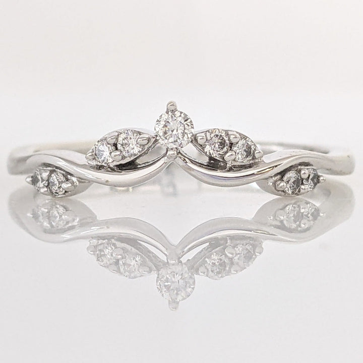 14K WHITE .09 CARAT TOTAL WEIGHT SI2 I DIAMOND ROUND (9) ESTATE CURVED BAND 1.9 GRAMS