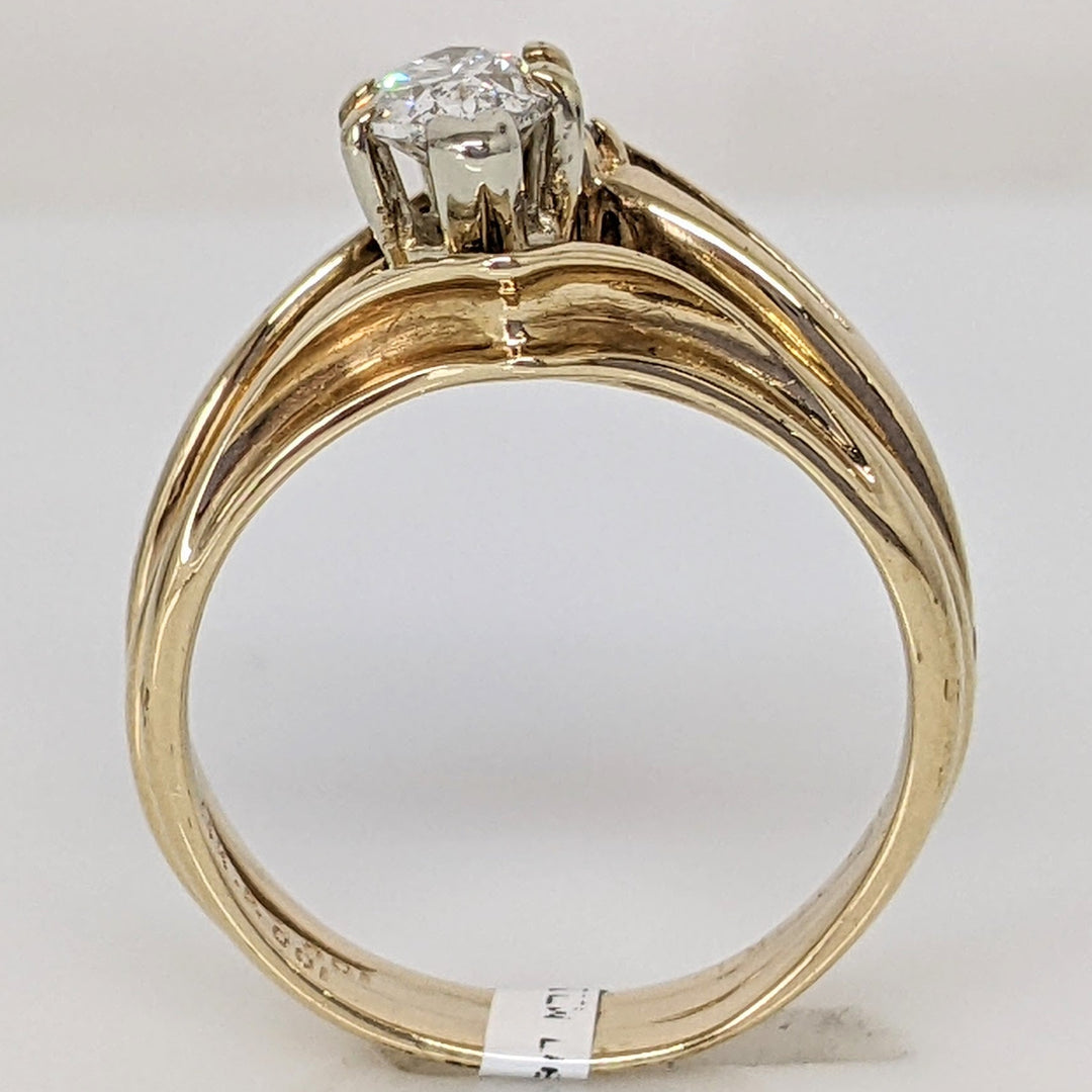 14K .47 CARAT TOTAL I1 I DIAMOND MARQUISE CUT WITH 10K BAND AND (2) ROUND ESTATE RING 3.7 GRAMS