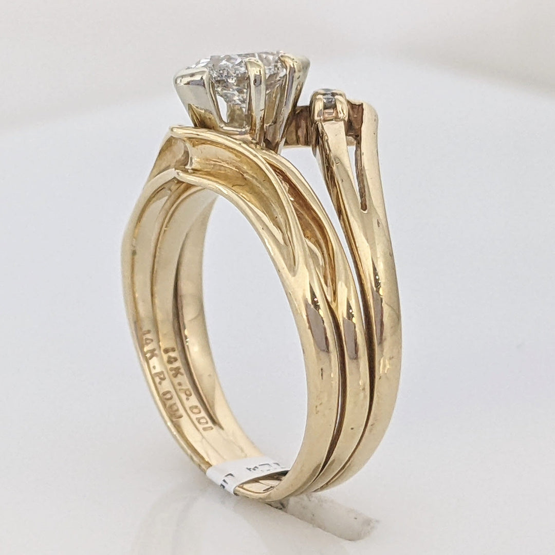 14K .47 CARAT TOTAL I1 I DIAMOND MARQUISE CUT WITH 10K BAND AND (2) ROUND ESTATE RING 3.7 GRAMS