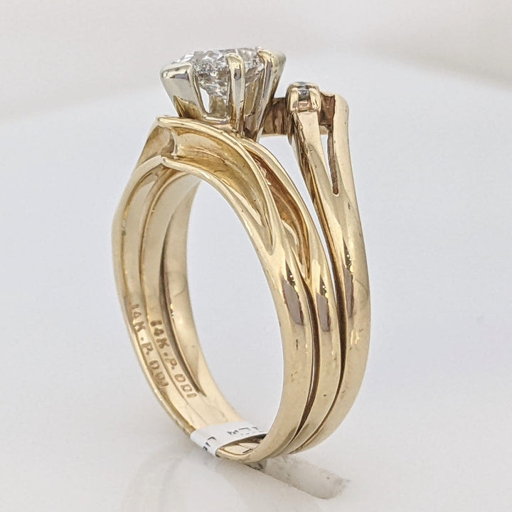 14K .47 CARAT TOTAL I1 I DIAMOND MARQUISE CUT WITH 10K BAND AND (2) ROUND ESTATE RING 3.7 GRAMS