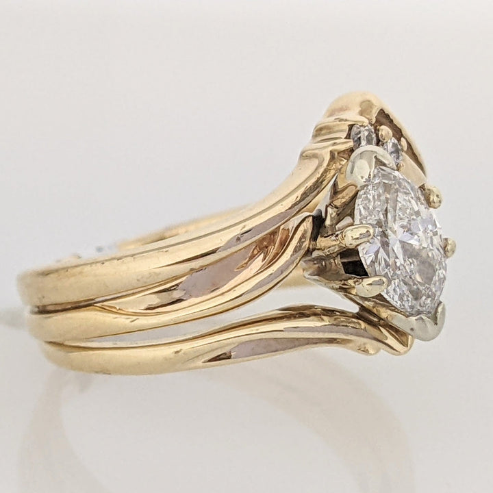 14K .47 CARAT TOTAL I1 I DIAMOND MARQUISE CUT WITH 10K BAND AND (2) ROUND ESTATE RING 3.7 GRAMS
