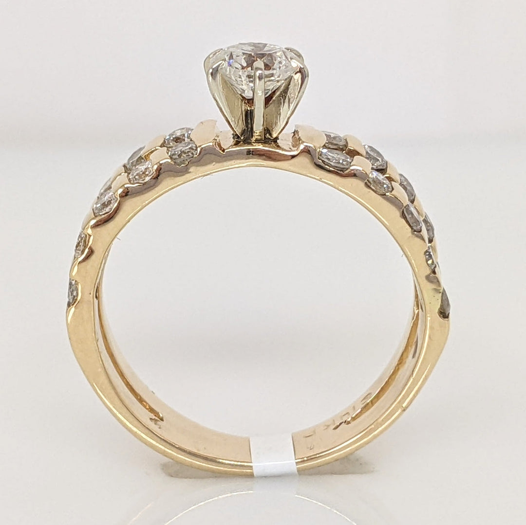 14K 1.00 CARAT TOTAL WEIGHT I1 G DIAMOND ROUND (21) SPLIT SHANK ESTATE RING 4.2 GRAMS