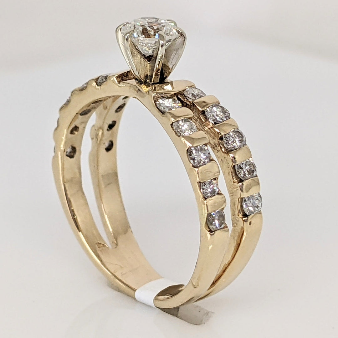 14K 1.00 CARAT TOTAL WEIGHT I1 G DIAMOND ROUND (21) SPLIT SHANK ESTATE RING 4.2 GRAMS