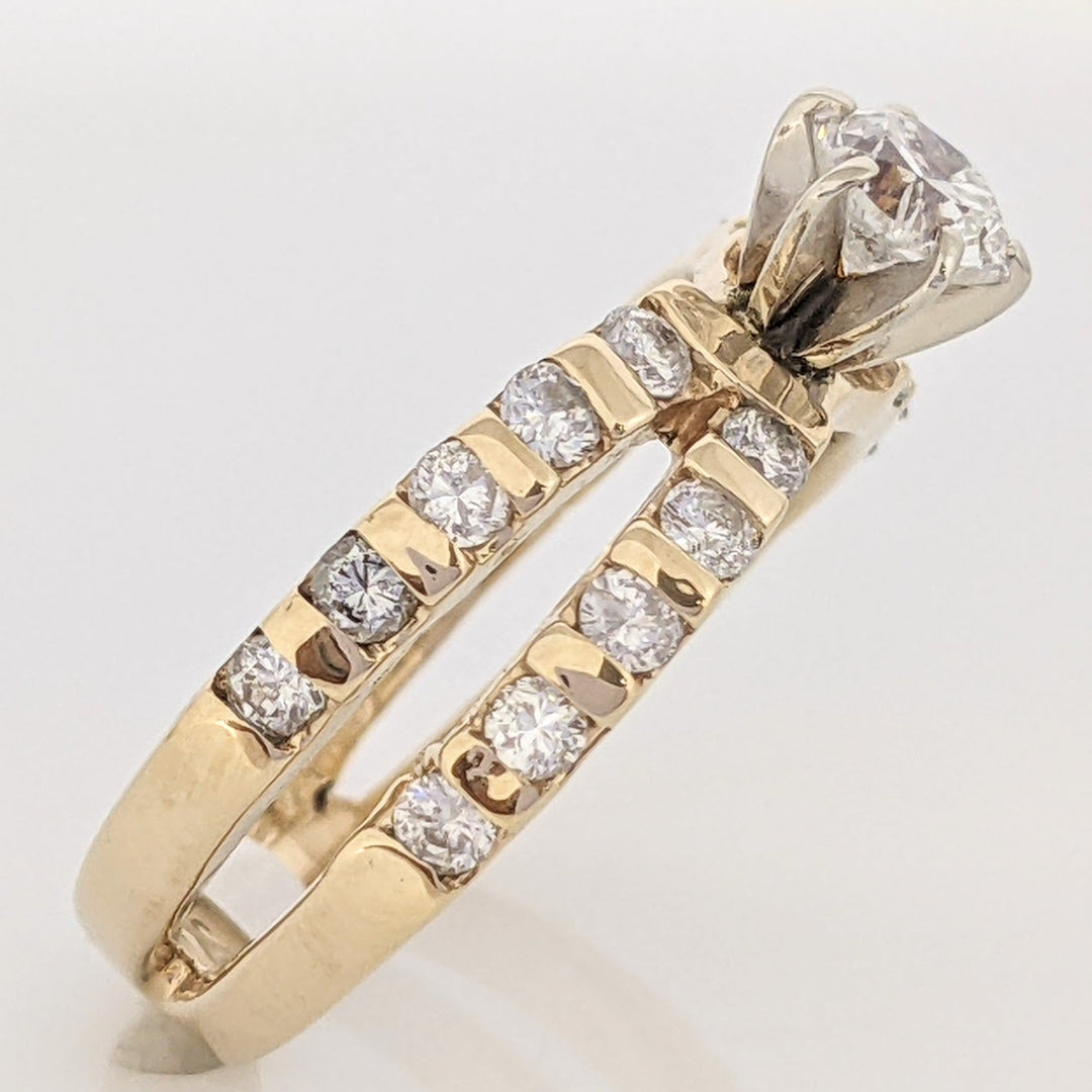 14K 1.00 CARAT TOTAL WEIGHT I1 G DIAMOND ROUND (21) SPLIT SHANK ESTATE RING 4.2 GRAMS