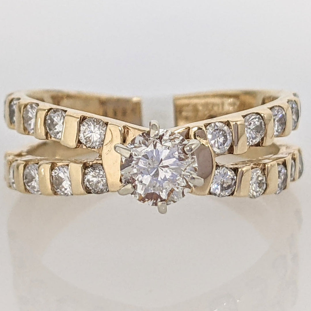 14K 1.00 CARAT TOTAL WEIGHT I1 G DIAMOND ROUND (21) SPLIT SHANK ESTATE RING 4.2 GRAMS