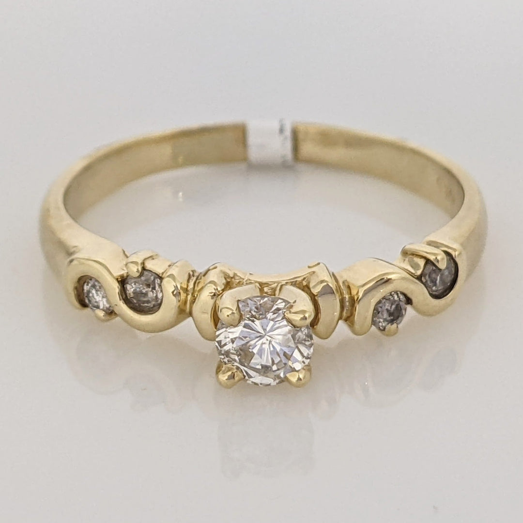 10K .41 CARAT TOTAL WEIGHT I1 H DIAMOND ROUND (5) SWIRL DESIGN ESTATE RING 2.8 GRAMS