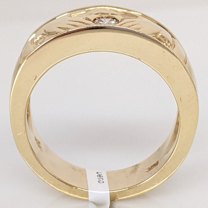 14K .10 CARAT TOTAL L SI2 I DIAMOND ROUND ESTATE CLADDAGH BAND 8.9 GRAMS